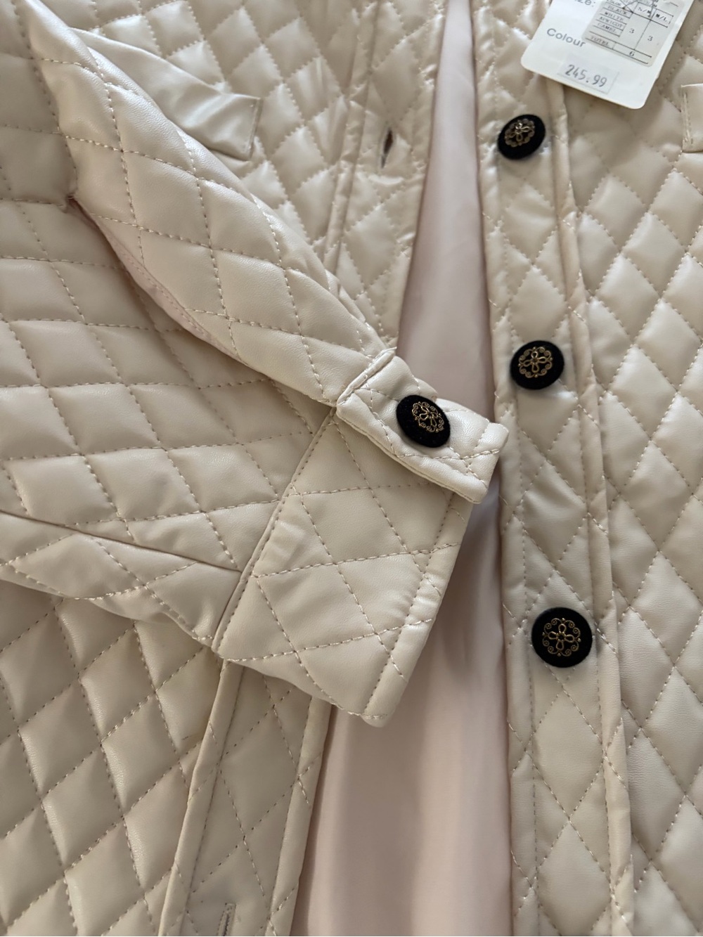 Quilted Cream Jacket with Button Front - Picture 3 of 4
